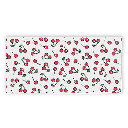 Pixel Cherry Pattern Print Beach Towel