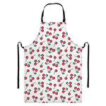 Pixel Cherry Pattern Print Bib Apron With Pocket