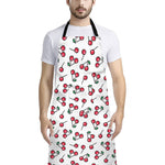 Pixel Cherry Pattern Print Bib Apron With Pocket