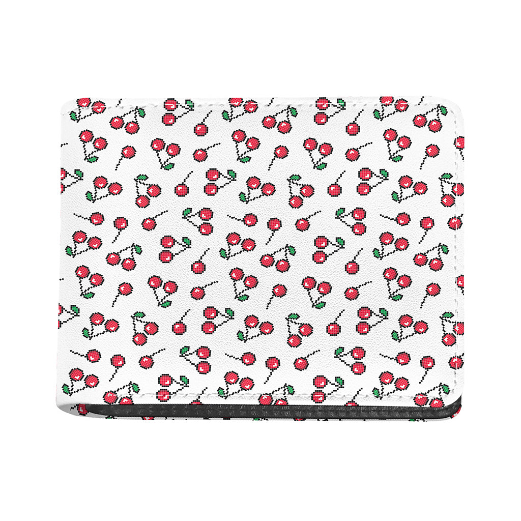 Pixel Cherry Pattern Print Bifold Wallet