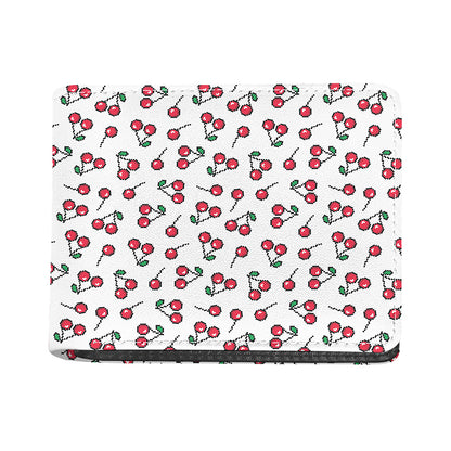 Pixel Cherry Pattern Print Bifold Wallet