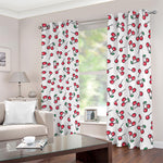 Pixel Cherry Pattern Print Blackout Grommet Curtains
