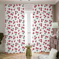 Pixel Cherry Pattern Print Dimout Pencil Pleat Curtains