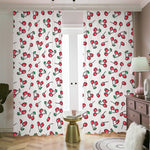 Pixel Cherry Pattern Print Blackout Pencil Pleat Curtains