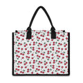 Pixel Cherry Pattern Print Canvas Tote Bag