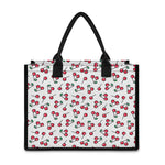 Pixel Cherry Pattern Print Canvas Tote Bag