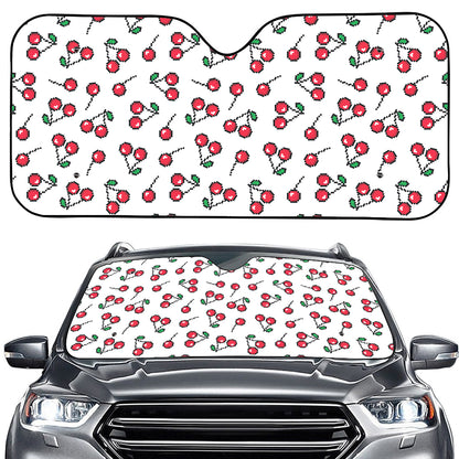 Pixel Cherry Pattern Print Car Windshield Sun Shade