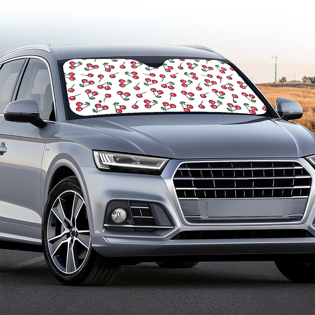 Pixel Cherry Pattern Print Car Windshield Sun Shade
