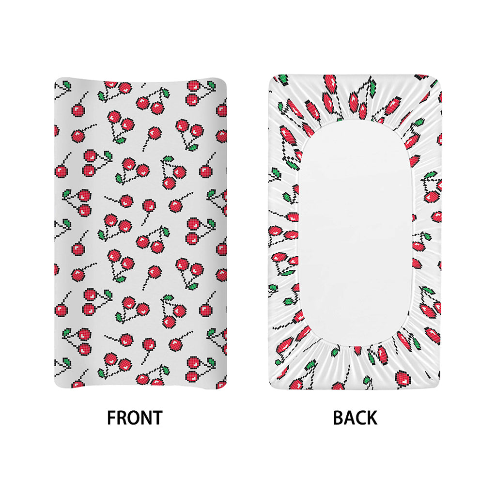 Pixel Cherry Pattern Print Changing Pad Cover
