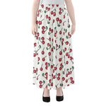 Pixel Cherry Pattern Print Chiffon Maxi Skirt