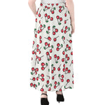 Pixel Cherry Pattern Print Chiffon Maxi Skirt