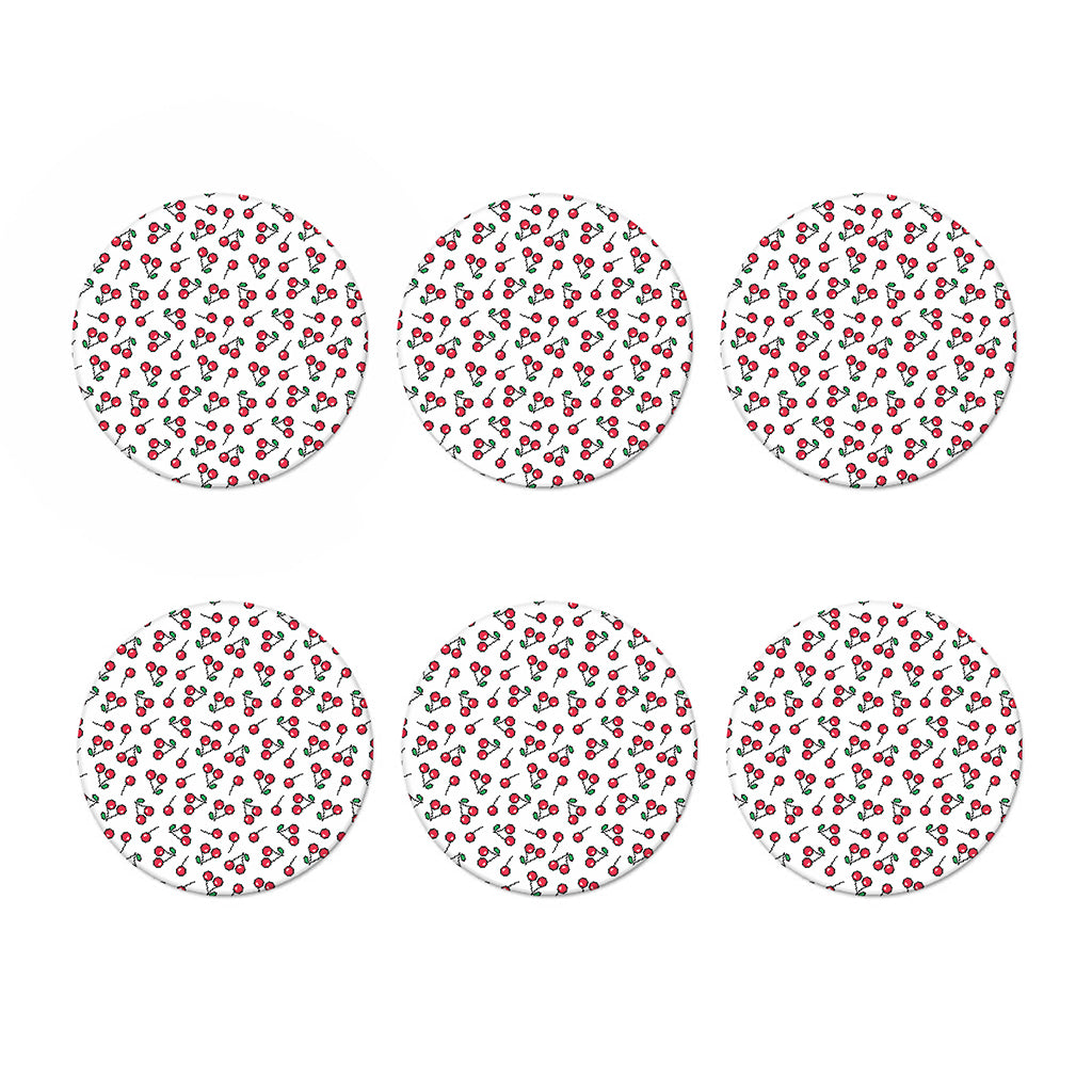 Pixel Cherry Pattern Print Coaster Set