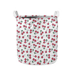 Pixel Cherry Pattern Print Collapsible Laundry Basket