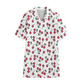 Pixel Cherry Pattern Print Cotton Hawaiian Shirt
