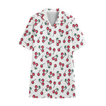 Pixel Cherry Pattern Print Cotton Hawaiian Shirt