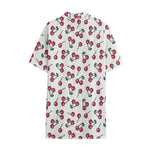 Pixel Cherry Pattern Print Cotton Hawaiian Shirt