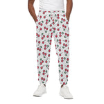 Pixel Cherry Pattern Print Cotton Pants