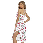 Pixel Cherry Pattern Print Cross Back Cami Dress