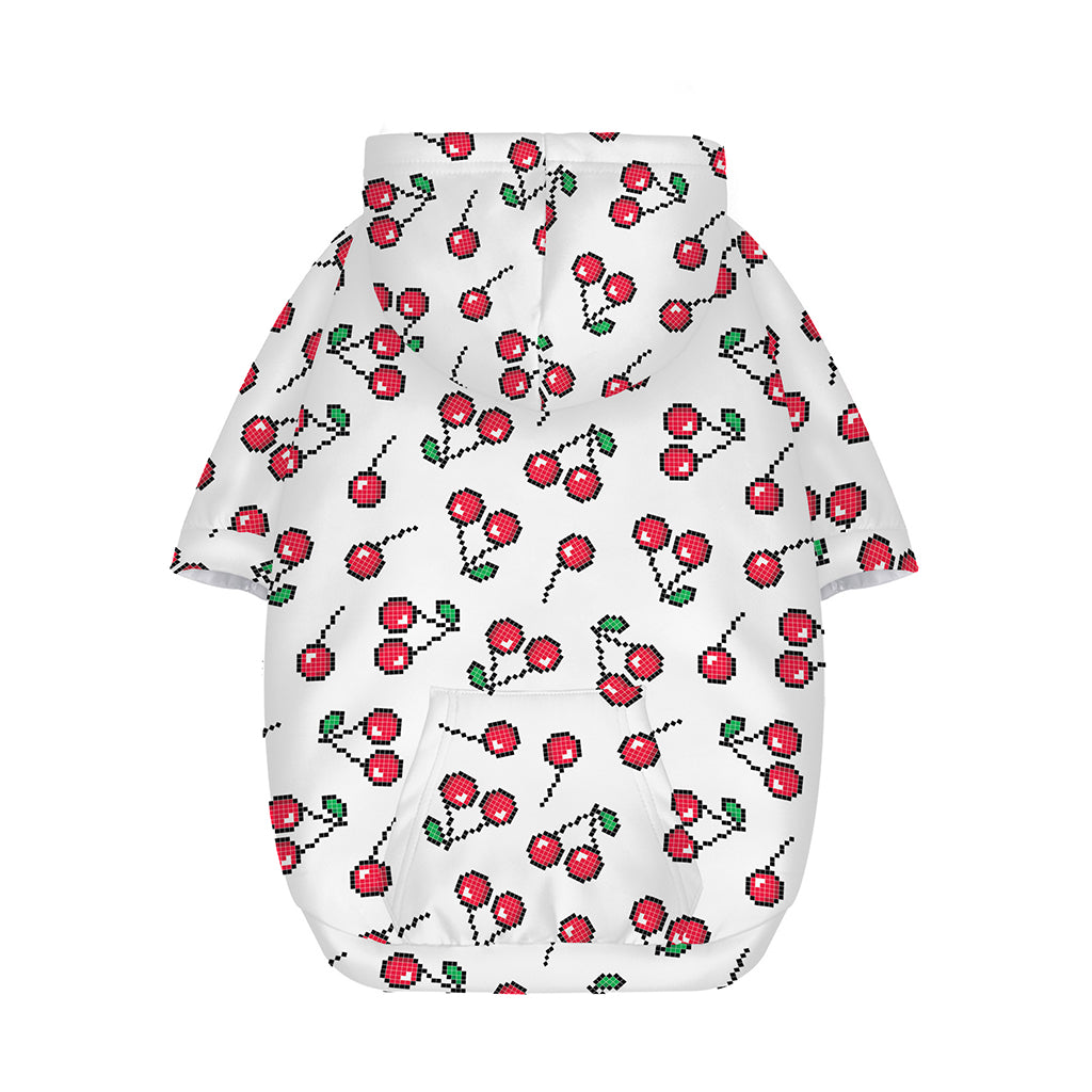 Pixel Cherry Pattern Print Dog Zip Up Hoodie
