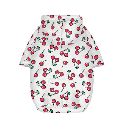 Pixel Cherry Pattern Print Dog Zip Up Hoodie