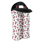 Pixel Cherry Pattern Print Double Neoprene Wine Tote