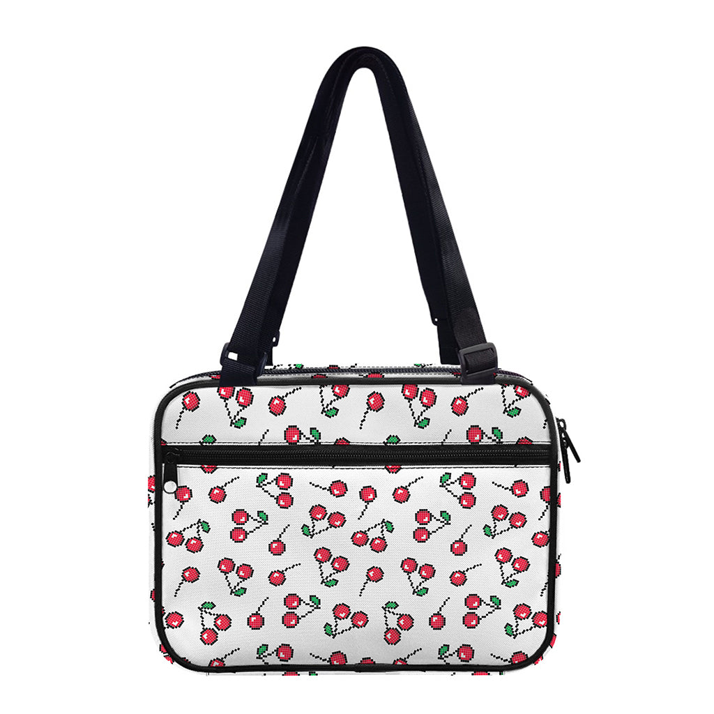 Pixel Cherry Pattern Print Double Strap Bible Bag