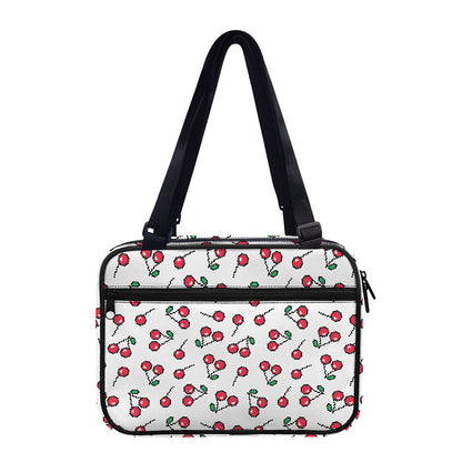 Pixel Cherry Pattern Print Double Strap Bible Bag