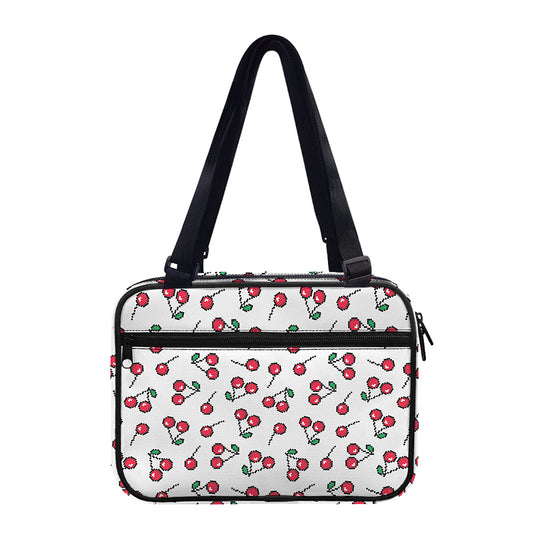 Pixel Cherry Pattern Print Double Strap Bible Bag