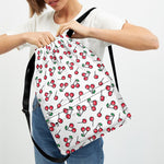 Pixel Cherry Pattern Print Drawstring Backpack