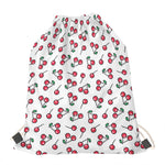 Pixel Cherry Pattern Print Drawstring Bag
