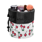 Pixel Cherry Pattern Print Drawstring Makeup Bag