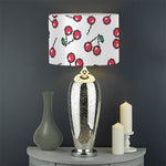 Pixel Cherry Pattern Print Drum Lamp Shade