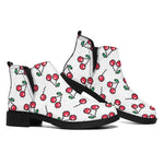 Pixel Cherry Pattern Print Flat Ankle Boots