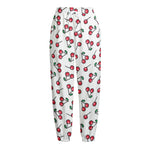 Pixel Cherry Pattern Print Fleece Lined Knit Pants