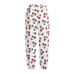 Pixel Cherry Pattern Print Fleece Lined Knit Pants