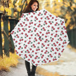 Pixel Cherry Pattern Print Foldable Umbrella