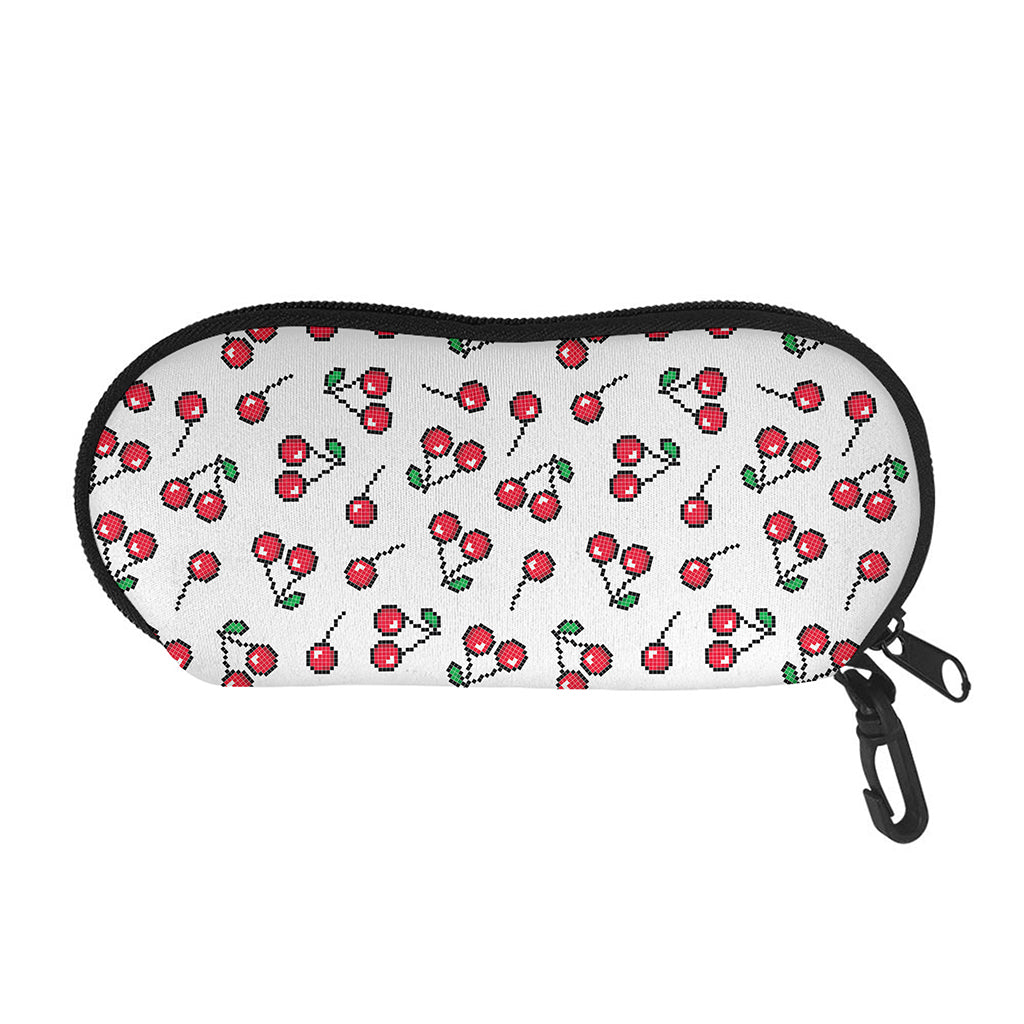 Pixel Cherry Pattern Print Glasses Case