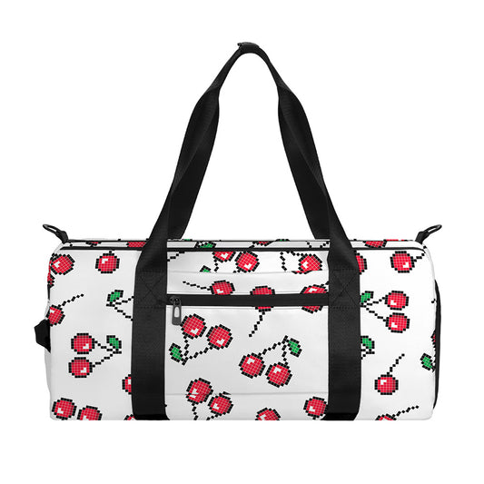 Pixel Cherry Pattern Print Gym Bag