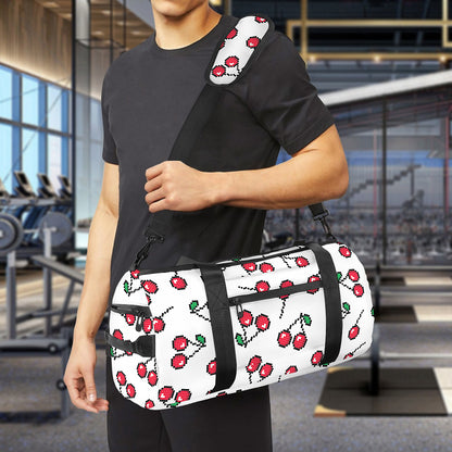 Pixel Cherry Pattern Print Gym Bag
