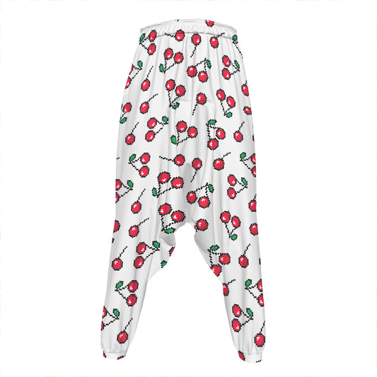 Pixel Cherry Pattern Print Hammer Pants