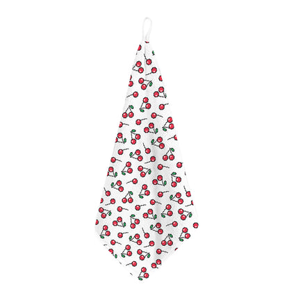 Pixel Cherry Pattern Print Hand Towel