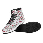 Pixel Cherry Pattern Print High Top Leather Sneakers