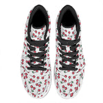 Pixel Cherry Pattern Print High Top Leather Sneakers