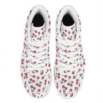 Pixel Cherry Pattern Print High Top Leather Sneakers