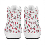 Pixel Cherry Pattern Print High Top Leather Sneakers