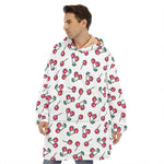 Pixel Cherry Pattern Print Hoodie Blanket