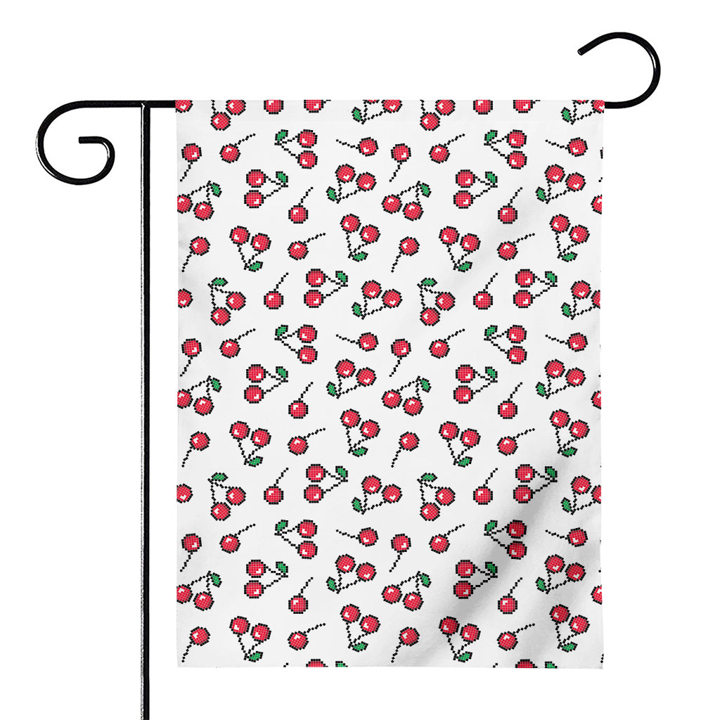 Pixel Cherry Pattern Print House Flag