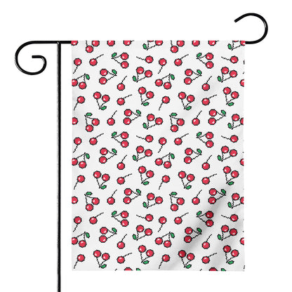 Pixel Cherry Pattern Print House Flag