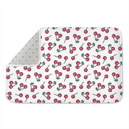 Pixel Cherry Pattern Print Indoor Door Mat