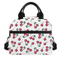 Pixel Cherry Pattern Print Insulated Lunch Bag